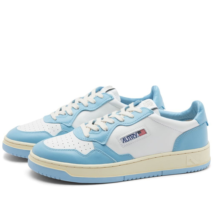 Photo: Autry Men's 01 Low Contrast Sneakers in White/Light Blue