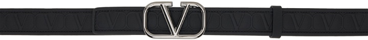 Photo: Valentino Garavani Black Leather Toile Iconographe Belt