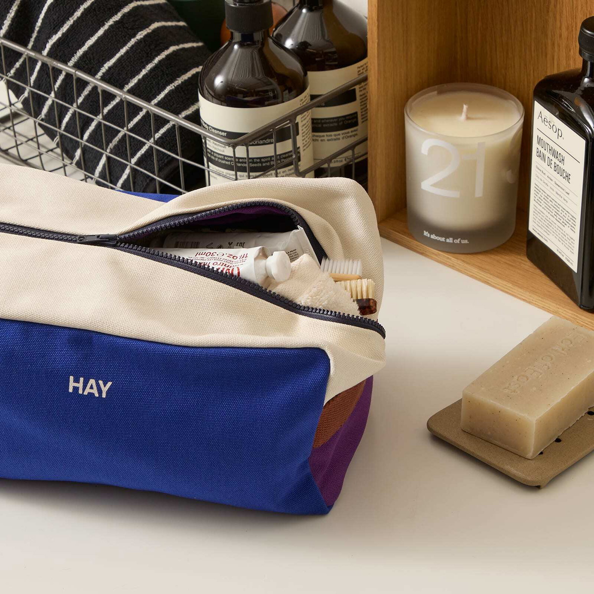 HAY Multi Wash Bag in Electric Blue Multi 