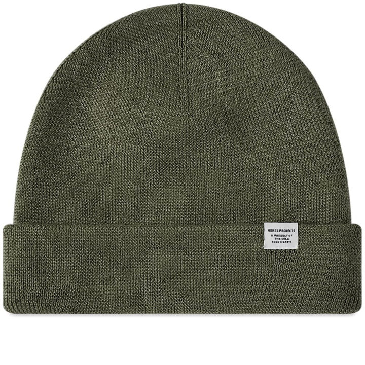 Photo: Norse Projects Men's Top Tech Beanie in Ivy Green