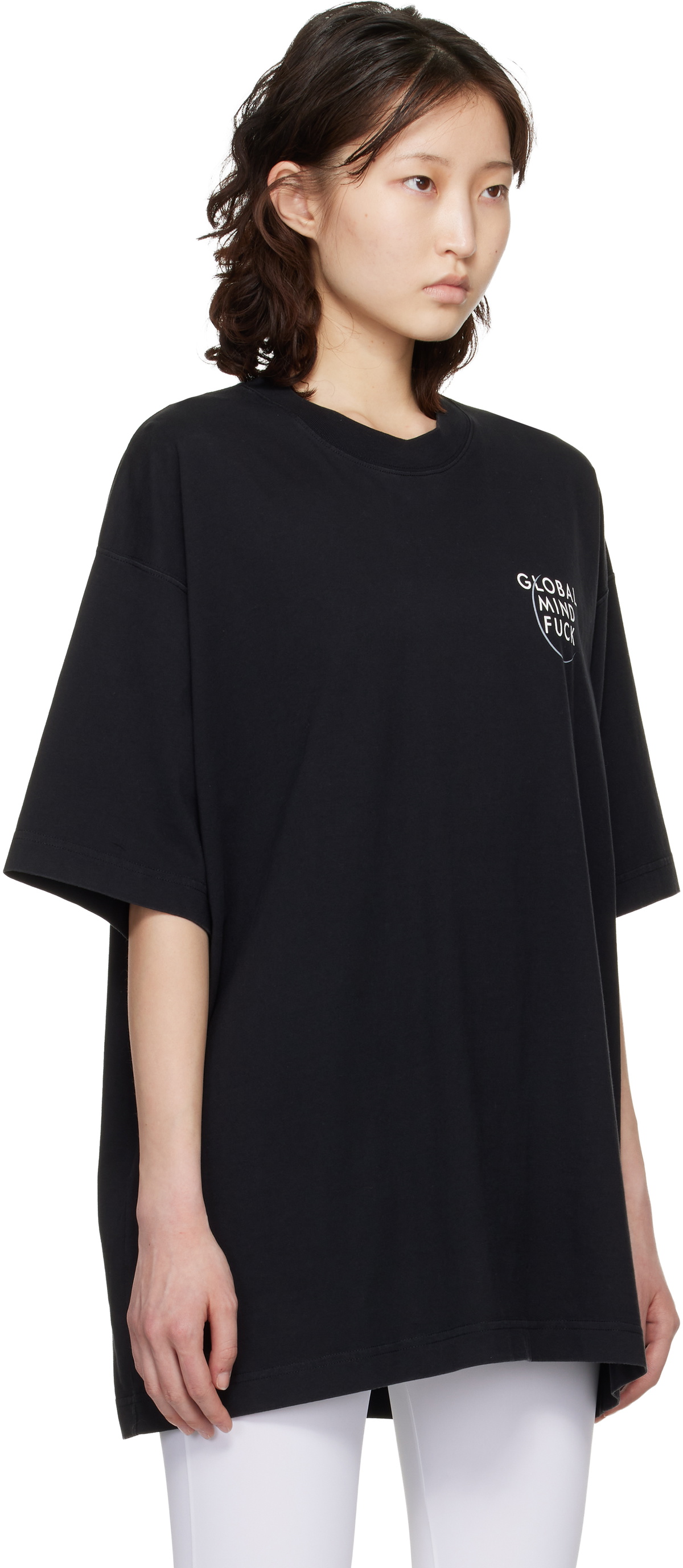 VETEMENTS Black 'Global MF' T-shirt