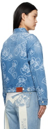 Evisu Blue Printed Denim Jacket