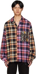 Versace Jeans Couture Navy Stripes Tapestry Plaid Shirt