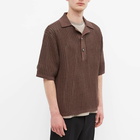 Nanushka Men's Dorian Crochet Polo Shirt in Brown