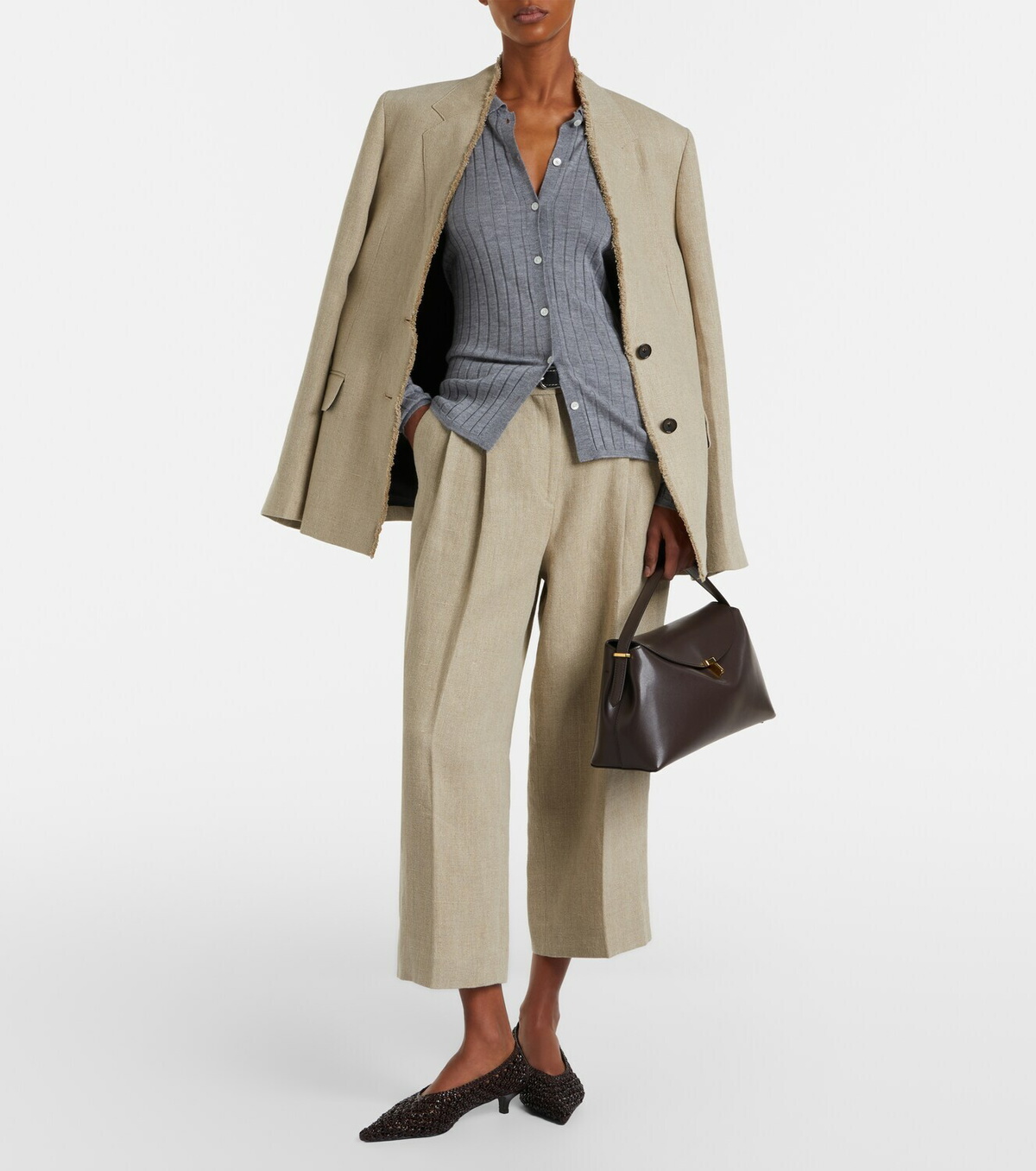 Toteme Ribbed-knit cashmere and silk cardigan