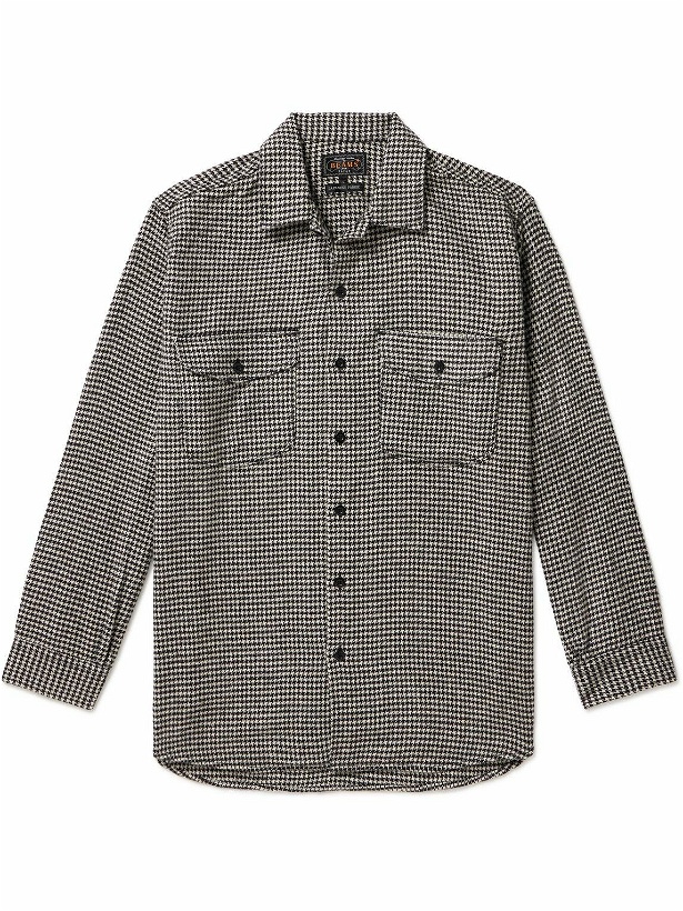 Photo: Beams Plus - Brushed Houndstooth Cotton-Blend Jacquard Overshirt - Gray