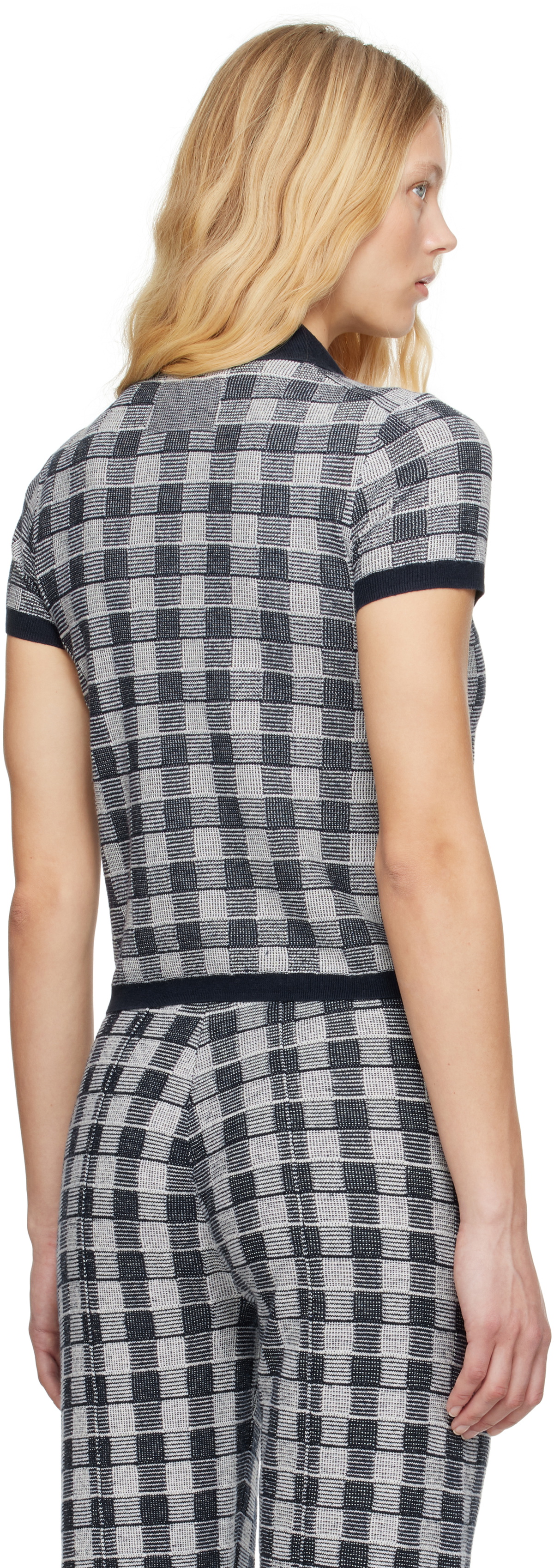 Guest in Residence Navy Gingham Shrunken Polo