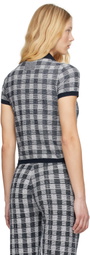Guest in Residence Navy Gingham Shrunken Polo
