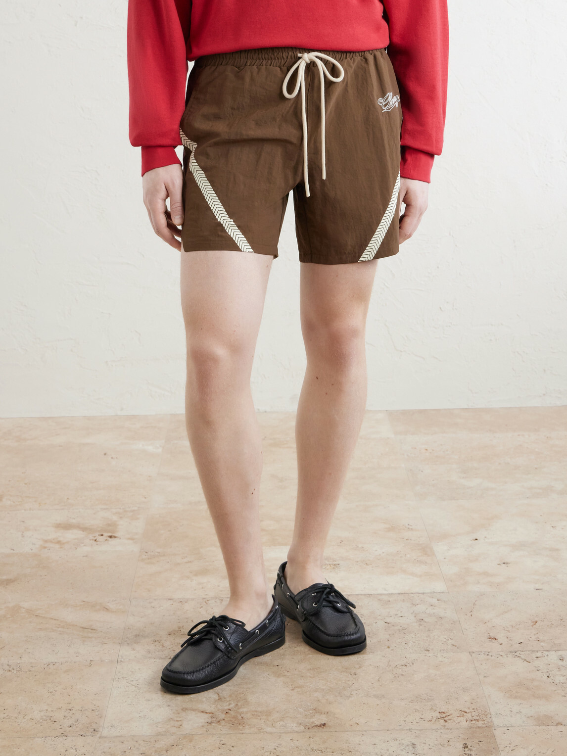 Cherry Los Angeles - Straight-Leg Logo-Print Woven Shorts - Brown