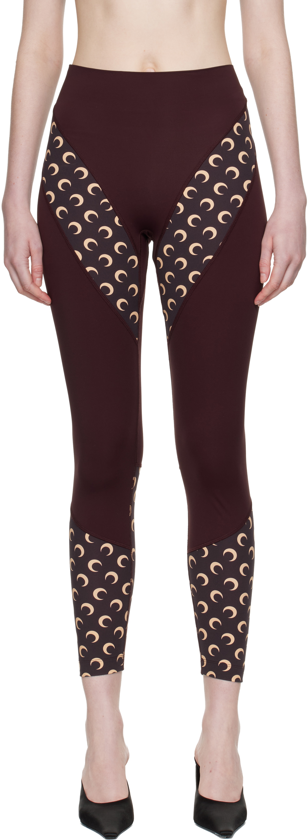 Marine Serre Burgundy Athleisure Moon Insert Leggings