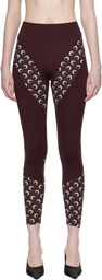 Marine Serre Burgundy Athleisure Moon Insert Leggings