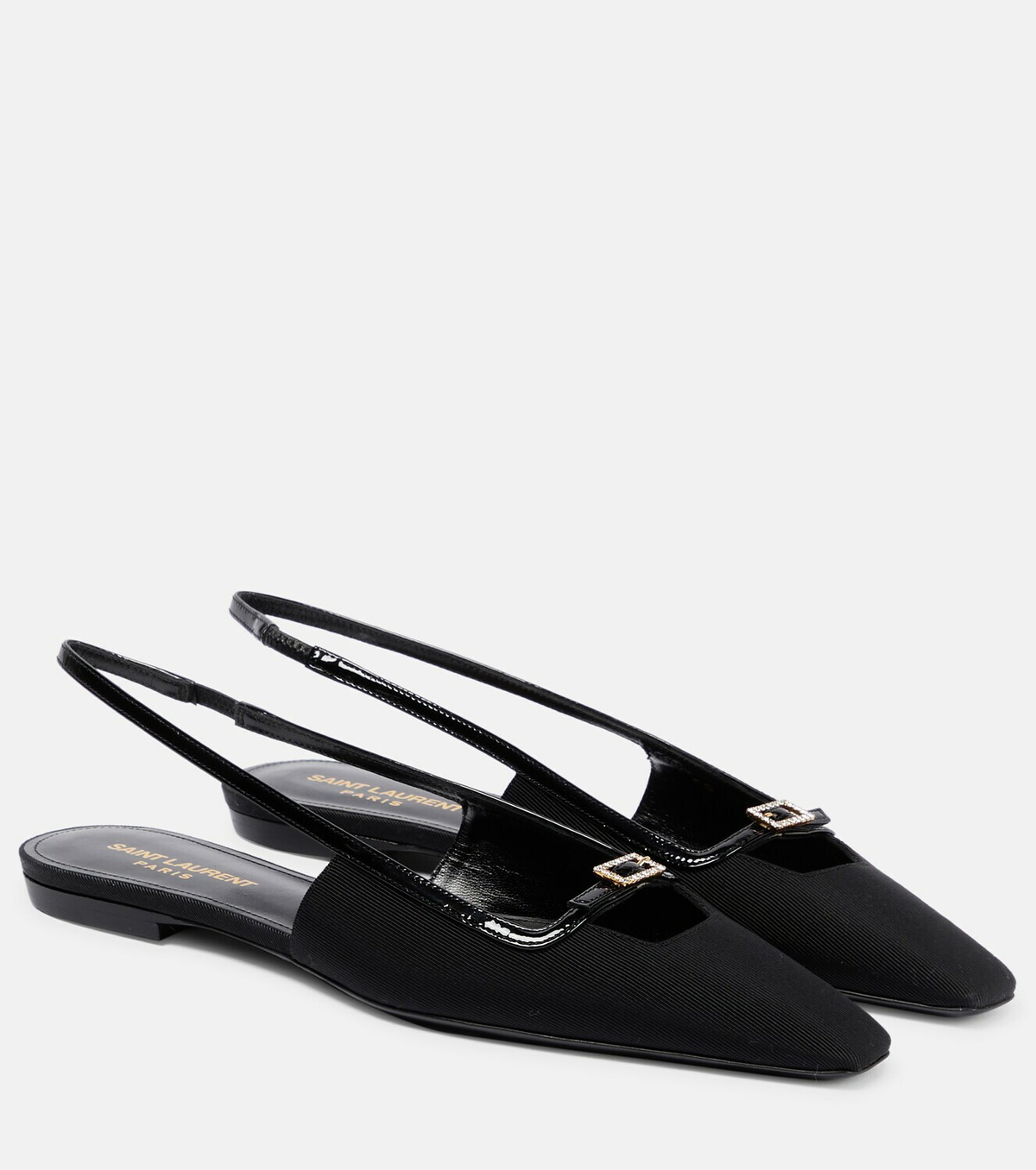 フラットシューズ SAINT LAURENT FLATS BABYLONE slingback flats in satin crepe | Saint Laurent | YSL US