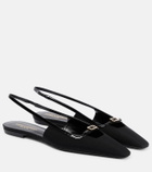 Saint Laurent - Blade leather-trimmed slingback flats