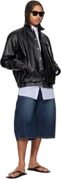 sacai Black Layered Hem Leather Jacket