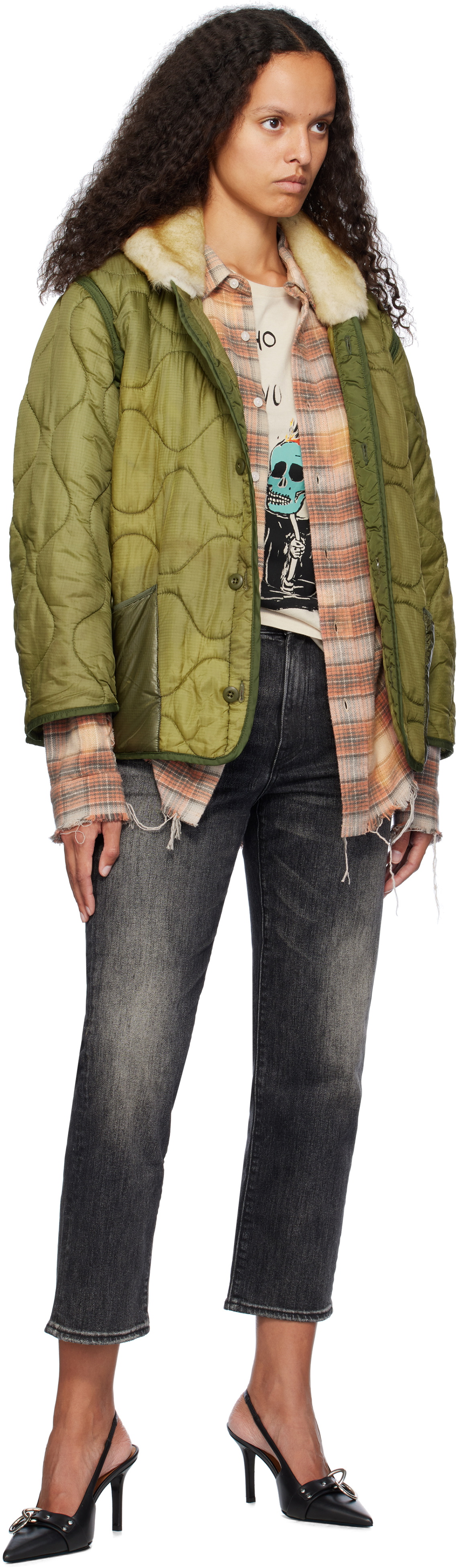 R13 Khaki Refurbished Liner Bomber Jacket R13