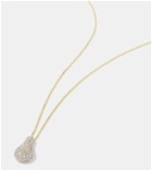 Stone and Strand Droplet 14kt gold pendant necklace with diamonds