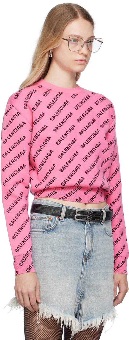 Balenciaga Pink Mini Allover Sweater Balenciaga