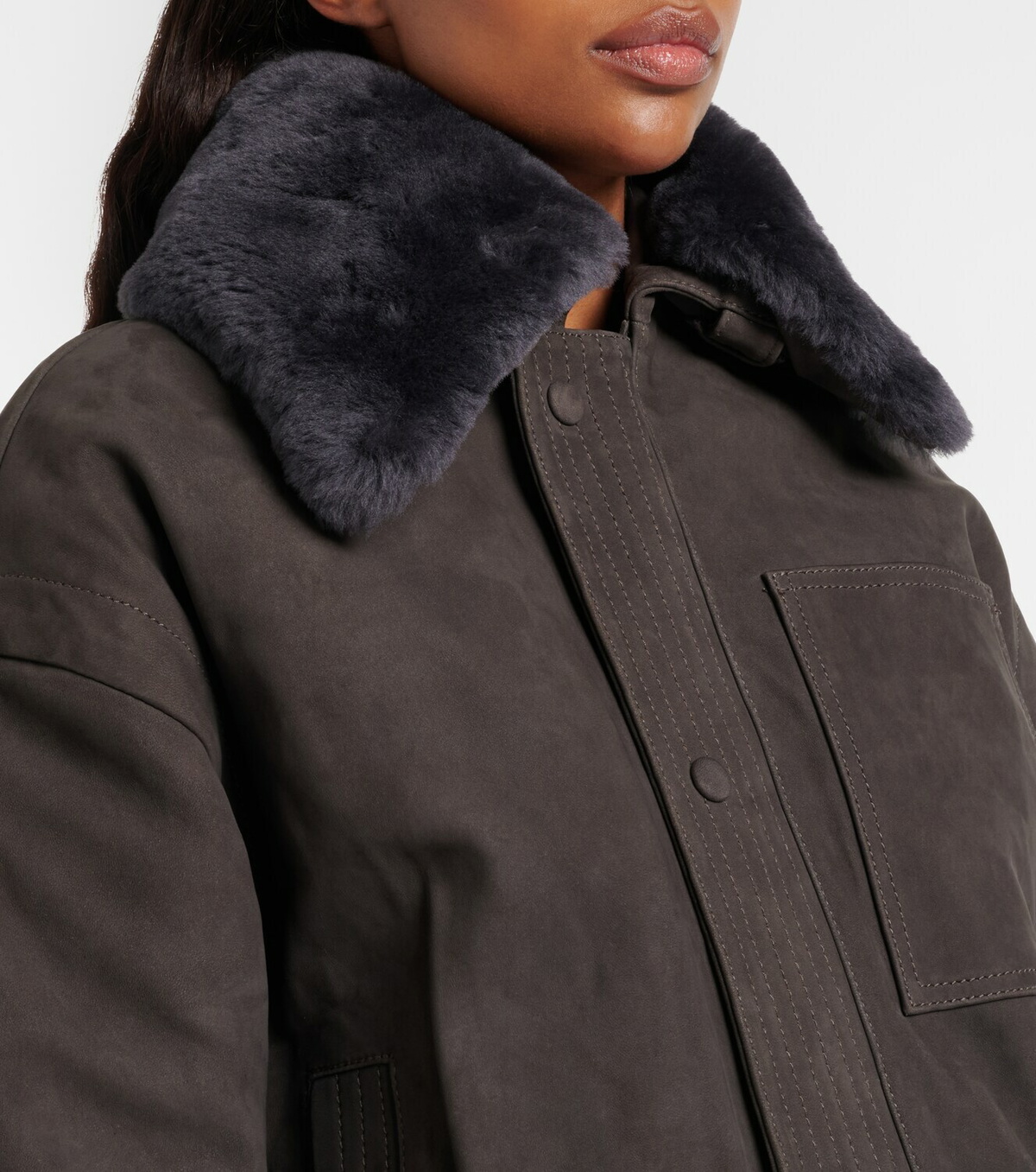 Victoria Beckham Shearling-trimmed suede blouson jacket