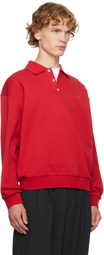 Dunst Red Leather Logo Collared Polo
