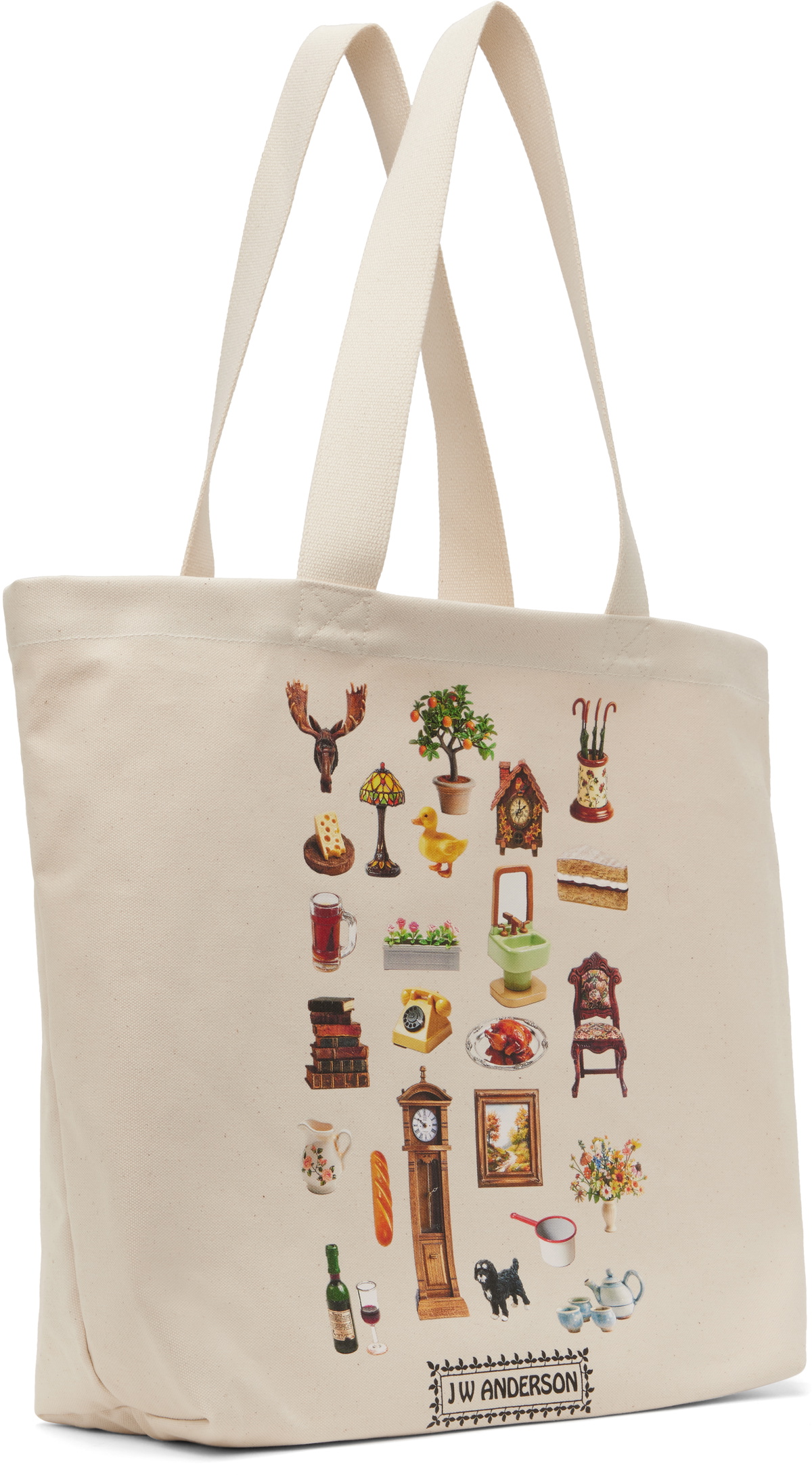 トートバッグ JW ANDERSON Woman Tote bags Beige HB0667FA0383 132 JW Anderson Beige Canvas Diorama Furniture Print Tote JW
