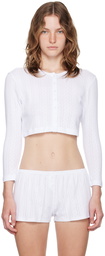 Cou Cou White 'The Crop' Cardigan