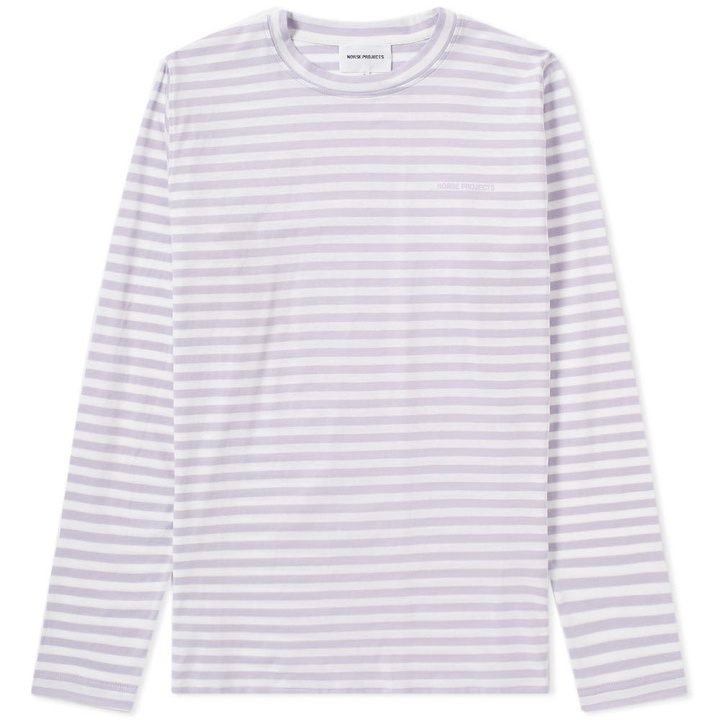 Photo: Norse Projects Long Sleeve James Logo Stripe Tee Purple