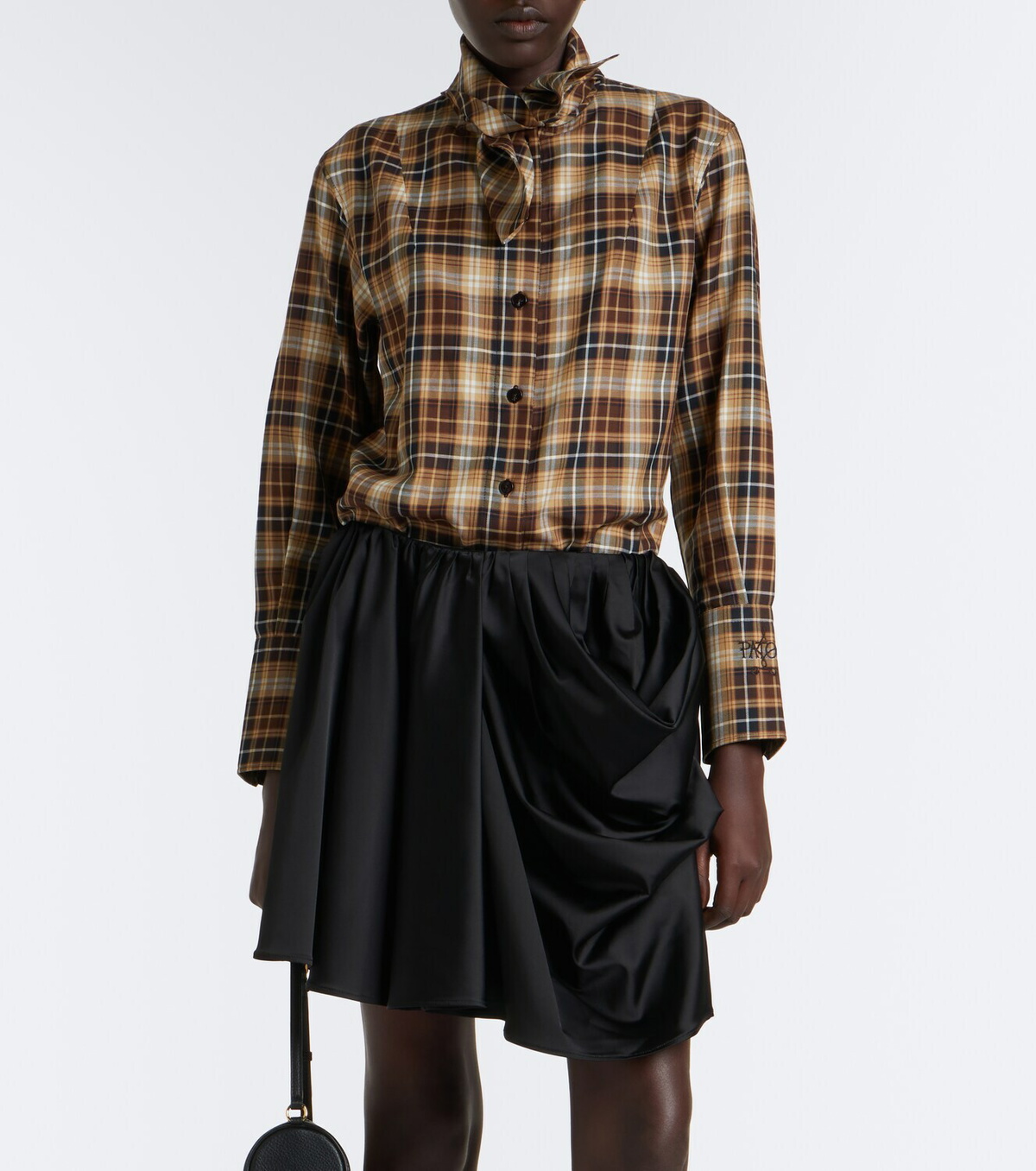Patou Bow-detail checked cotton shirt