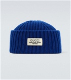 Gucci Logo ribbed-knit wool-blend beanie