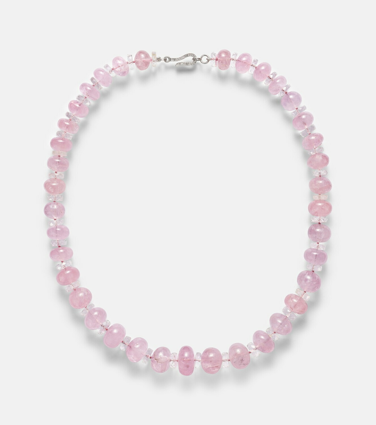 Ileana Makri Beaded necklace with morganite, white topaz, and diamonds