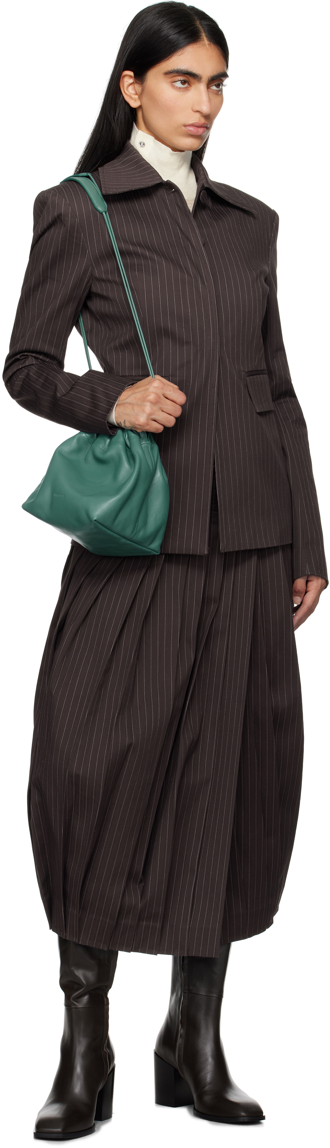 REMAIN Birger Christensen Brown Slim Striped Blazer