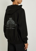 Rick Owens Printed Hooded Cotton Sweatshirt Black