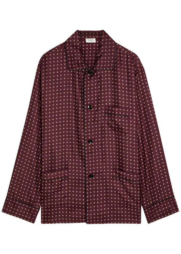 Photo: Saint Laurent Patterned Silk Shirt Bordeaux