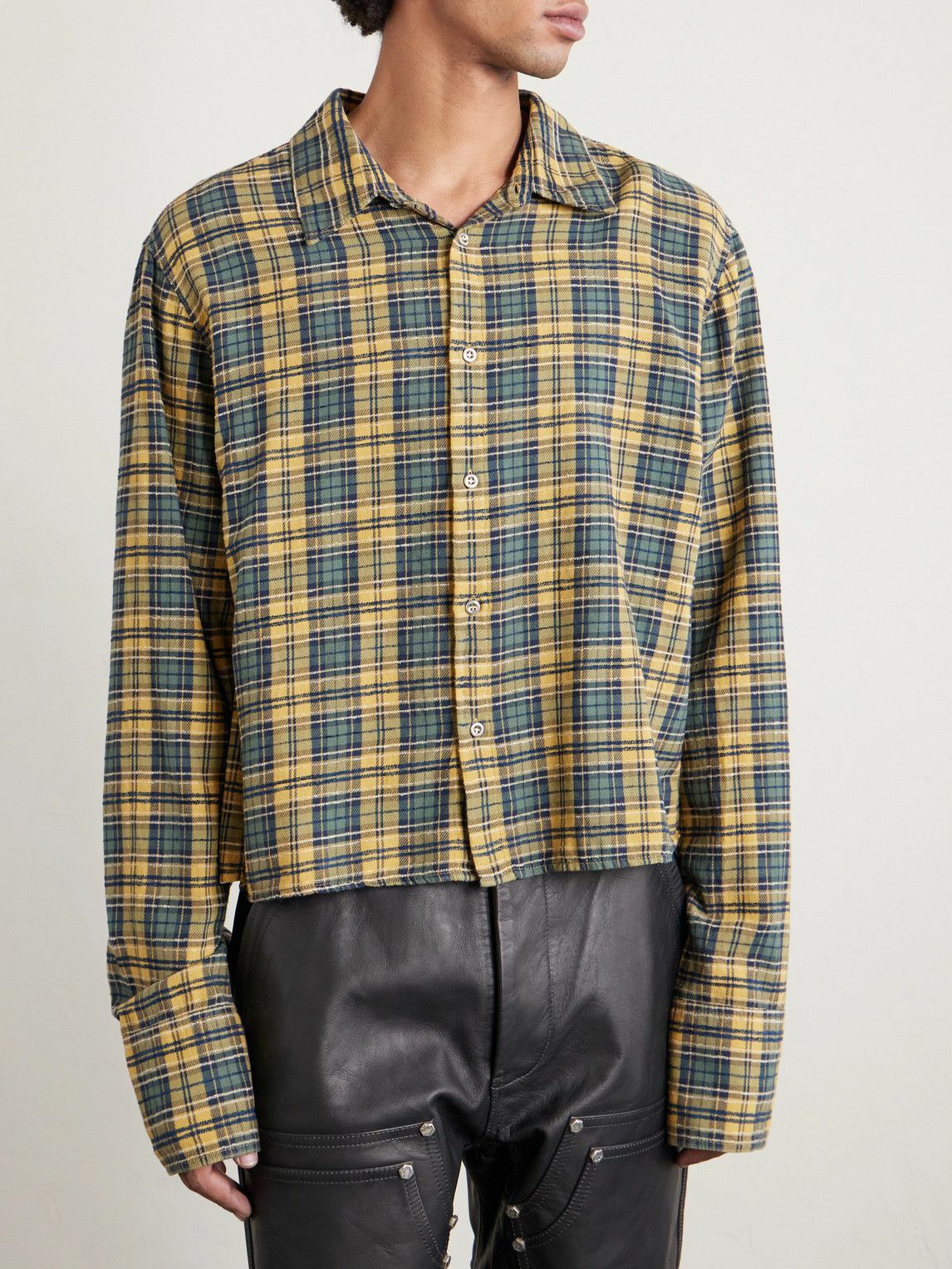 424 - HOORSENBUHS Checked Cotton-Blend Flannel Shirt - Yellow