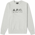 A.P.C. Men's A.P.C Franco Morse Code Logo Crew Sweat in Heather Grey