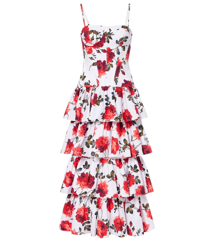 Photo: Carolina Herrera Floral tiered cotton-blend corset dress