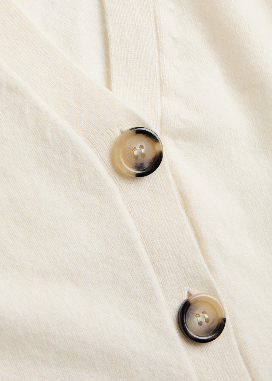 Veronica Beard Lamotte Gathered Cashmere Cardigan Ivory