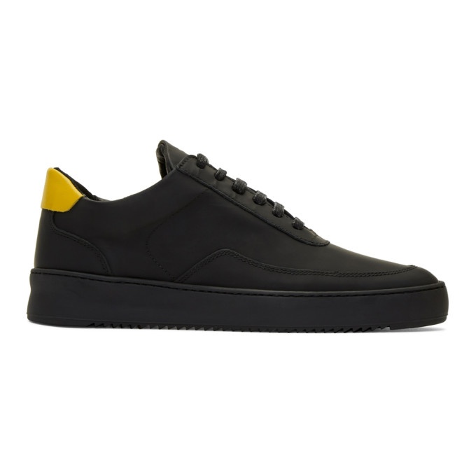 Photo: Filling Pieces Black and Yellow Low Mondo Ripple Sneakers