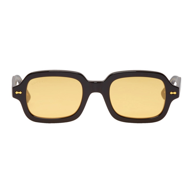 Photo: Gucci Black Acetate Rectangular Sunglasses