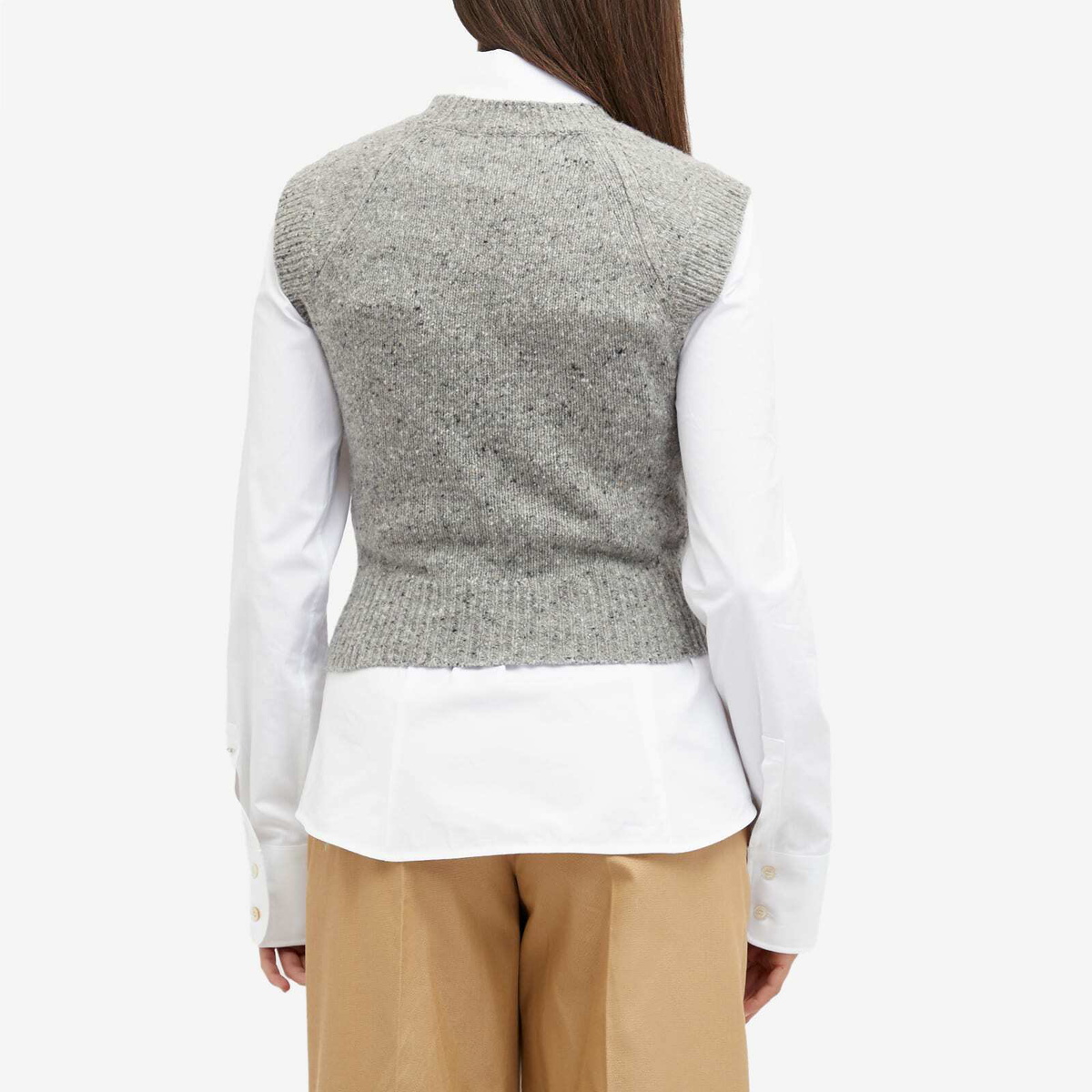 AMI Paris Women's Ami Logo Knit Vest in Light Heather Grey