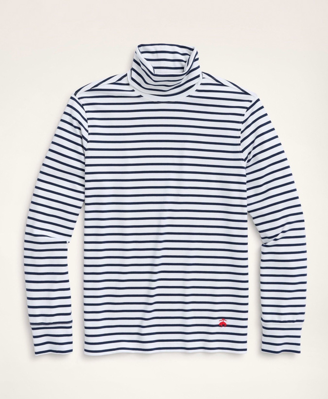 Photo: Brooks Brothers Men's Supima Cotton Stripe Turtleneck | White