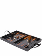 THE CONRAN SHOP Black Finish Leather Backgammon Set