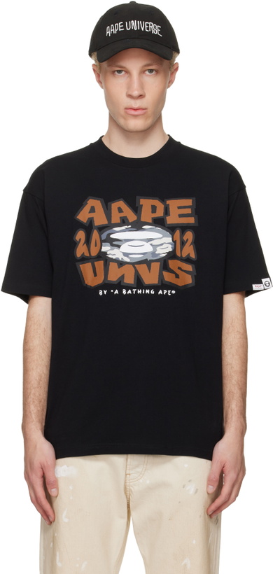 Photo: AAPE by A Bathing Ape Black 'AAPE' Theme Main T-shirt