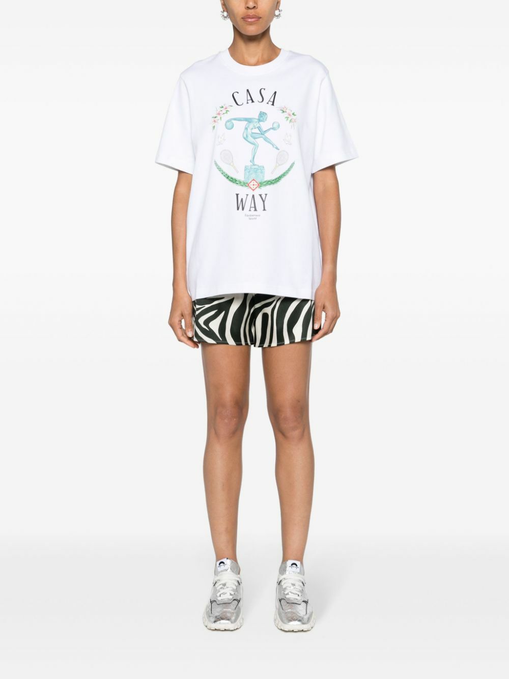 Casablanca White Sport Print Organic Cotton T-Shirt