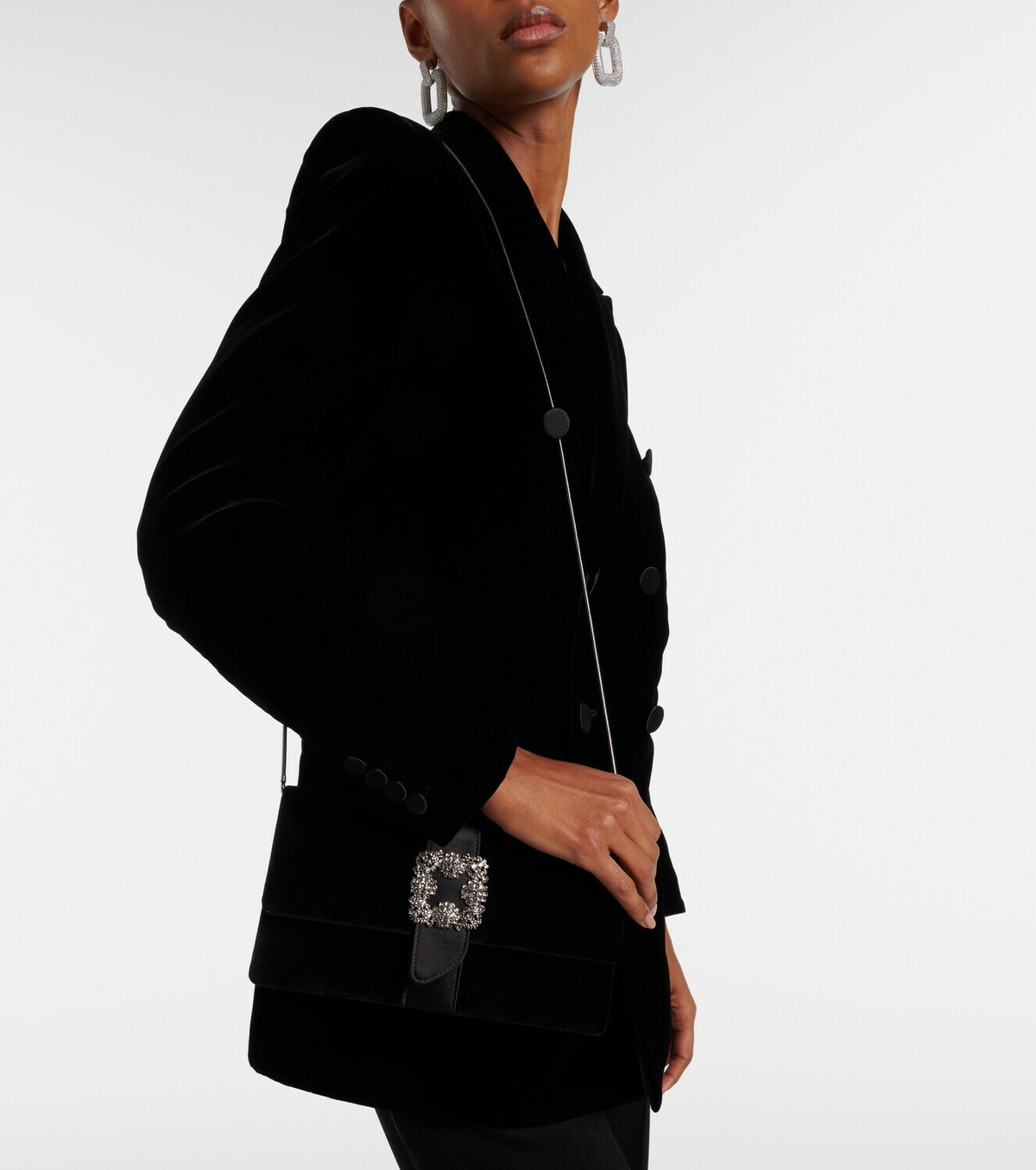 Manolo Blahnik Capri embellished velvet clutch