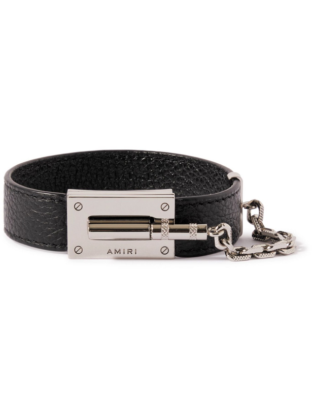 Photo: AMIRI - Silver-Tone and Leather Bracelet - Black