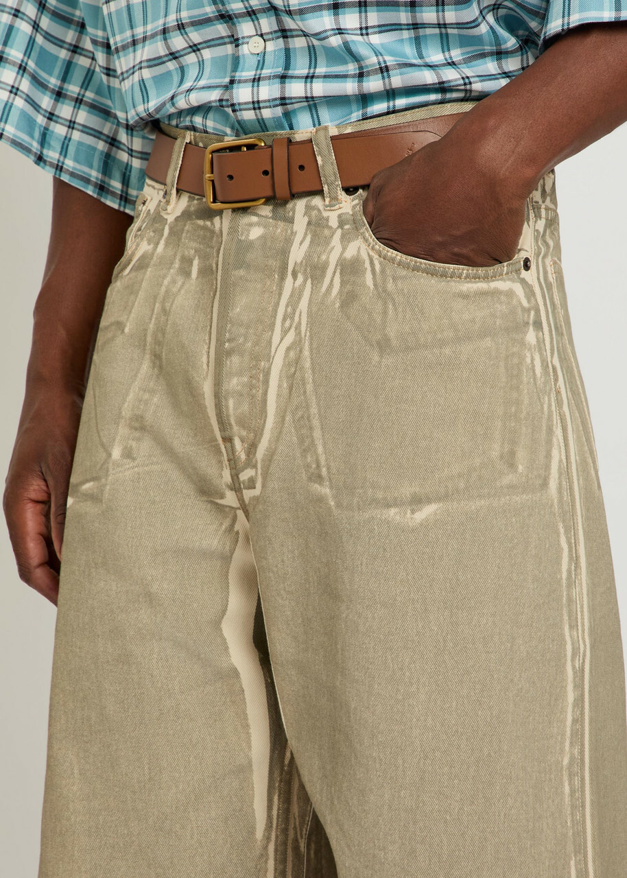 Acne Studios Two-tone Denim Shorts Beige