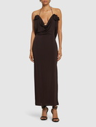 MAGDA BUTRYM Jersey Halter Neck Midi Dress with Roses