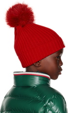 Moncler Enfant Kids Red Pom Pom Beanie