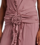 Blumarine Floral-appliqué ruffled georgette gown