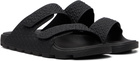 Hugo Black Monogram Riptape Strap Sandals